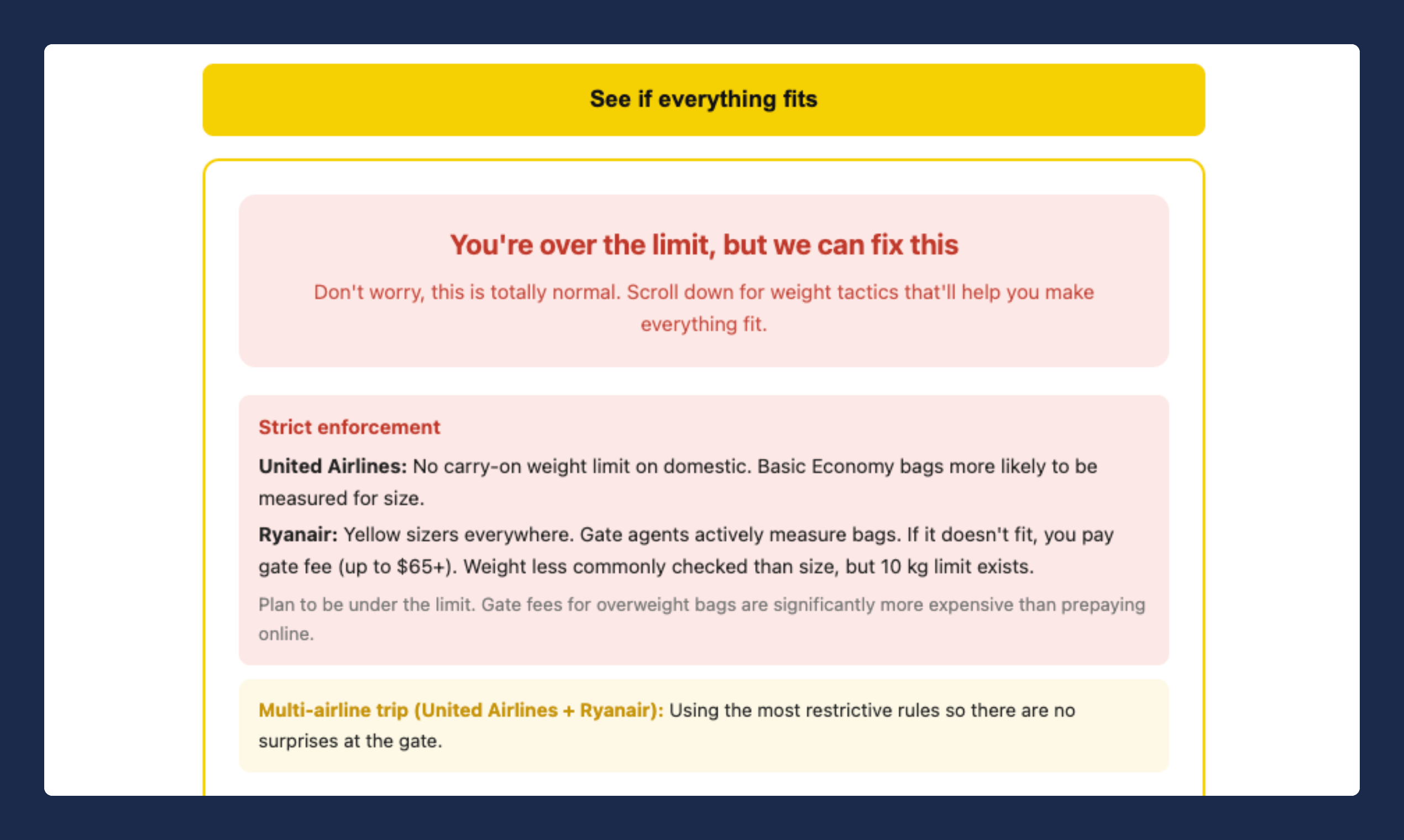 Pack Perfect Luggage Calculator gallery image