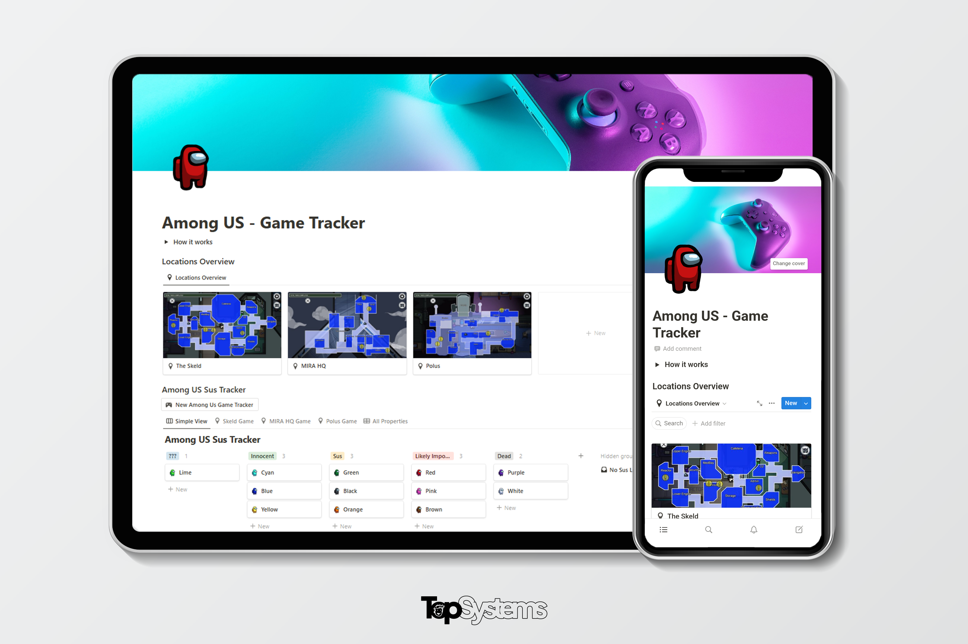 Onder ons Game Tracker Notion -sjabloon