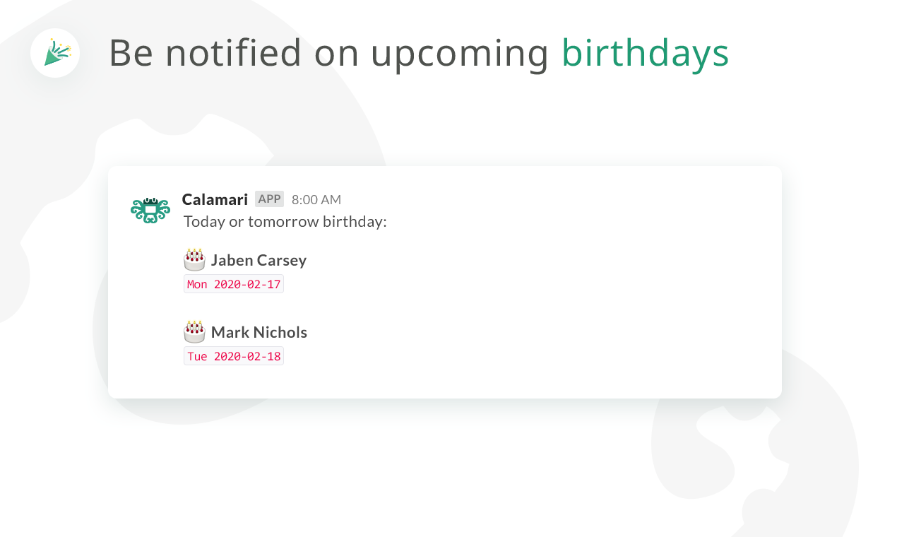 Calamari + Slack Integration gallery image