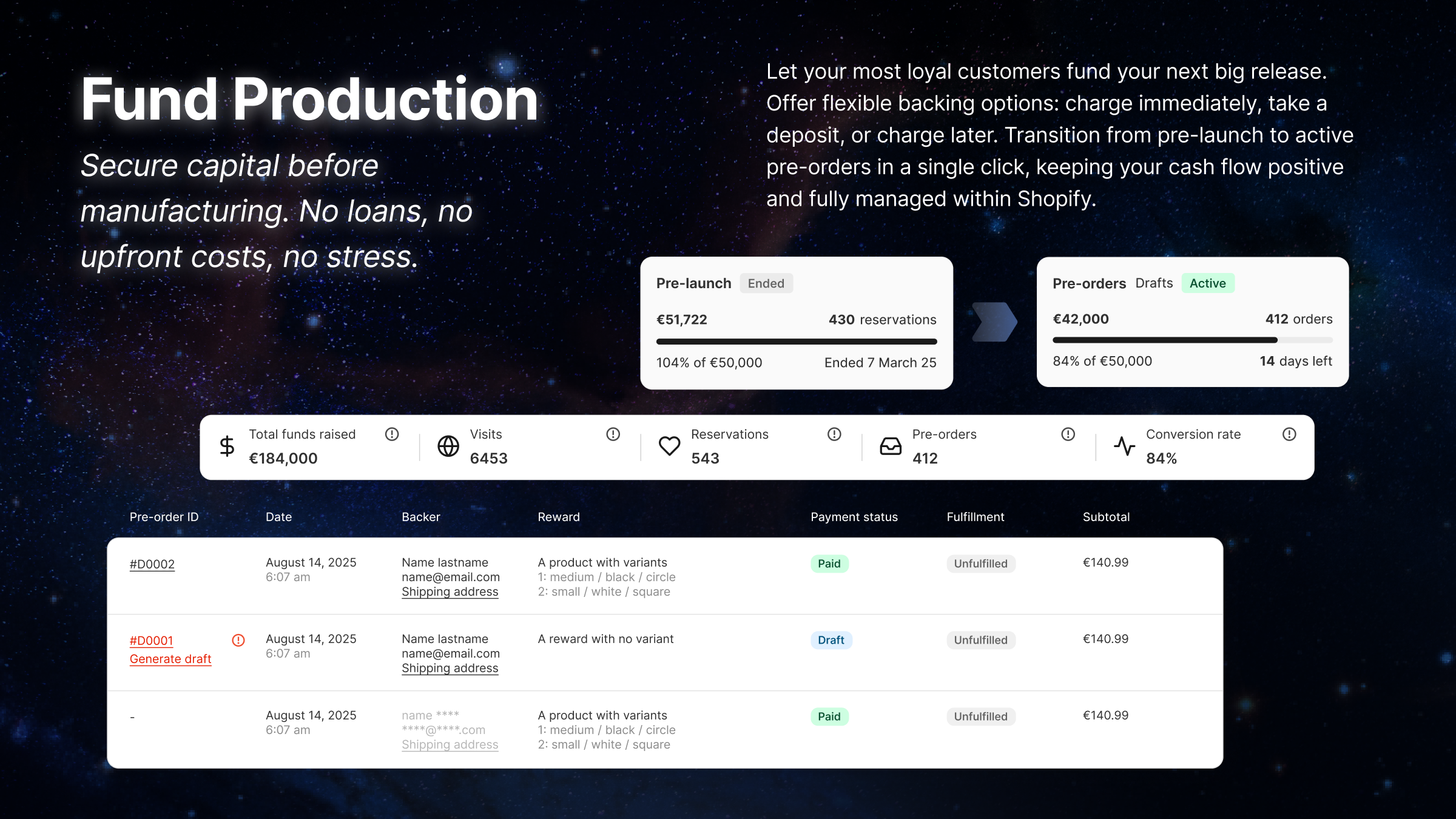 Fundlify Launch & Pre-order - Screenshot 4 showing product features and functionality