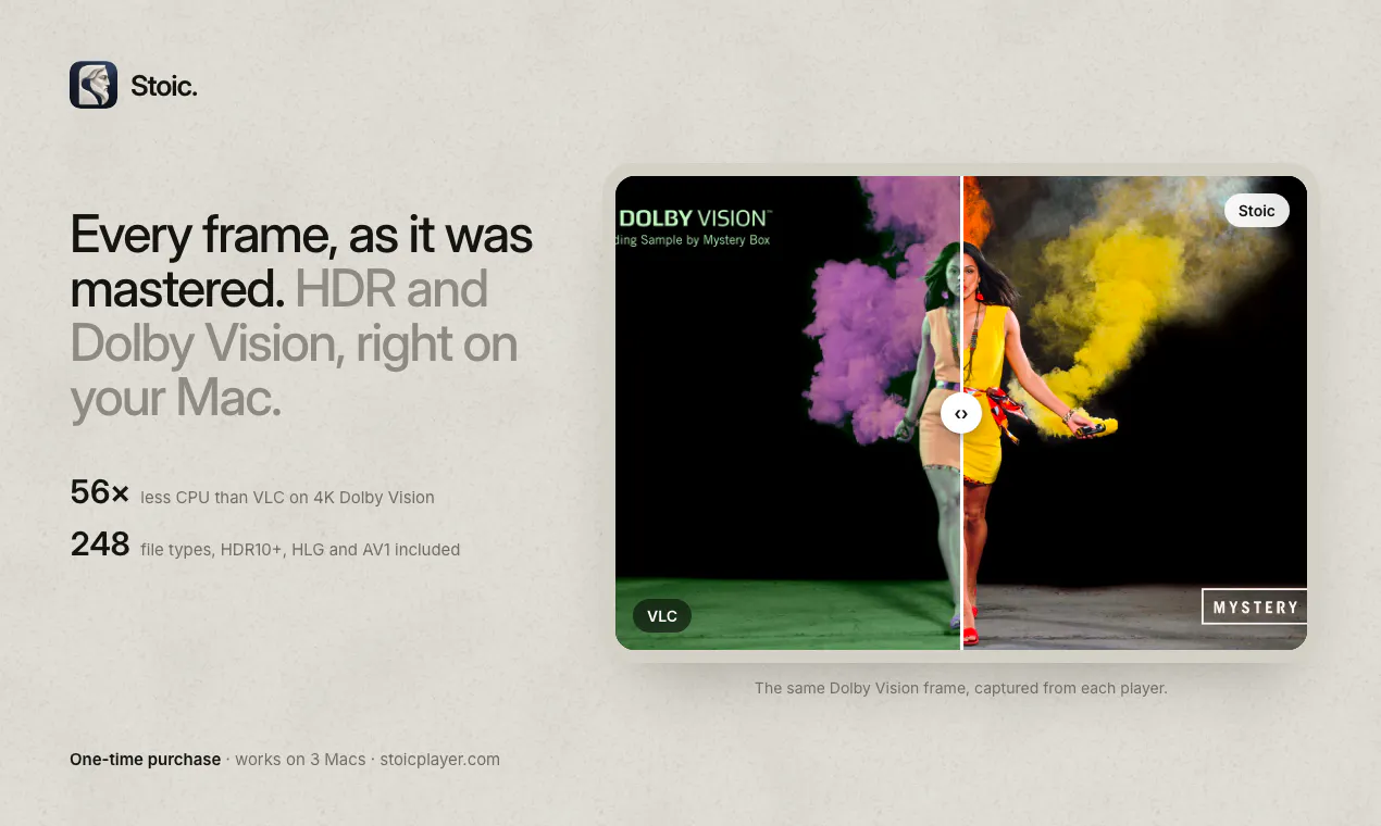 Stoic — HDR video player for Mac gallery image