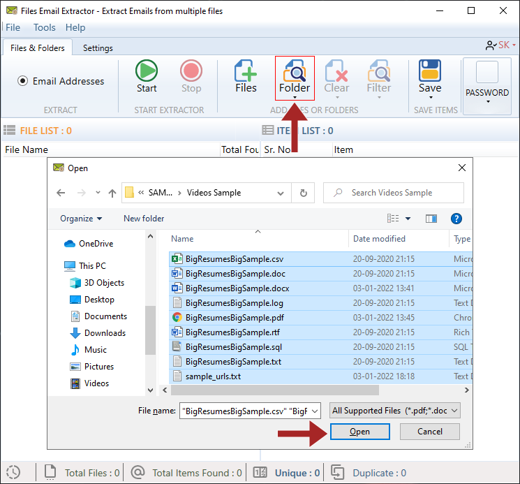 Gelişmiş Dosya E -posta Çıkarıcı - Dosya E -posta Excel, Word, PDF vb. medya 5