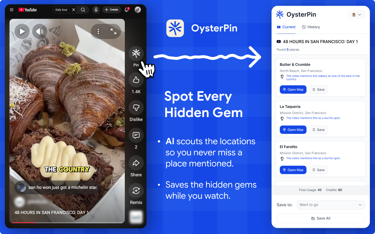 OysterPin: Extract locations from videos - Screenshot 4 showing product features and functionality