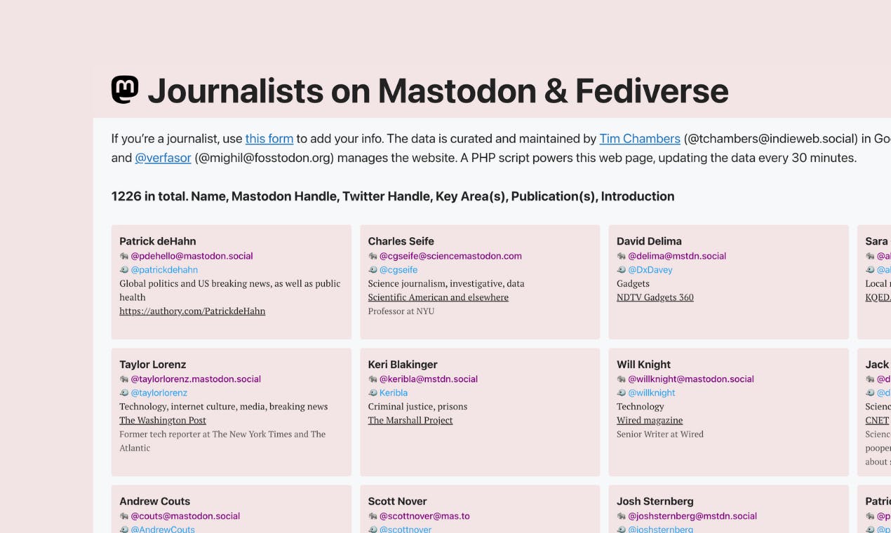 Journalists on Mastodon & Fediverse media 1
