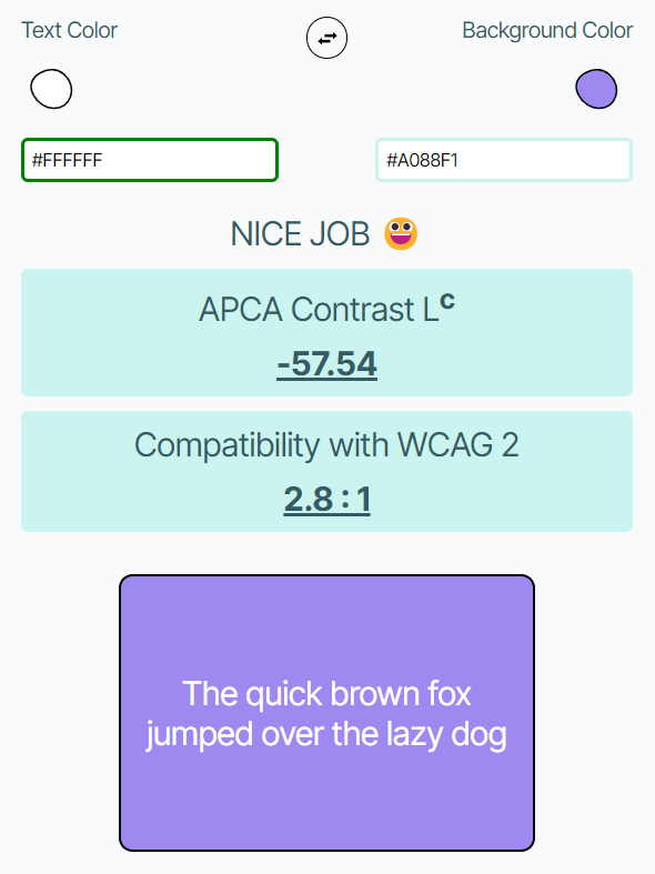 カラーコントラストツール - dev wcag 3 apcaで色のコントラストを確認するツールメディア2