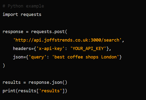 Rook AI - Web Search API for Developers gallery image
