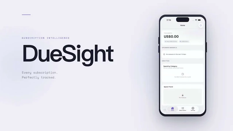DueSight – Private Subscription Tracker screenshot 1 (video preview)