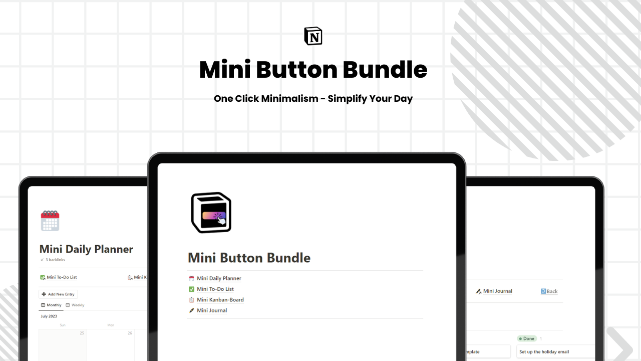 startuptile Mini Button Bundle-One click minimalism - simplify your day