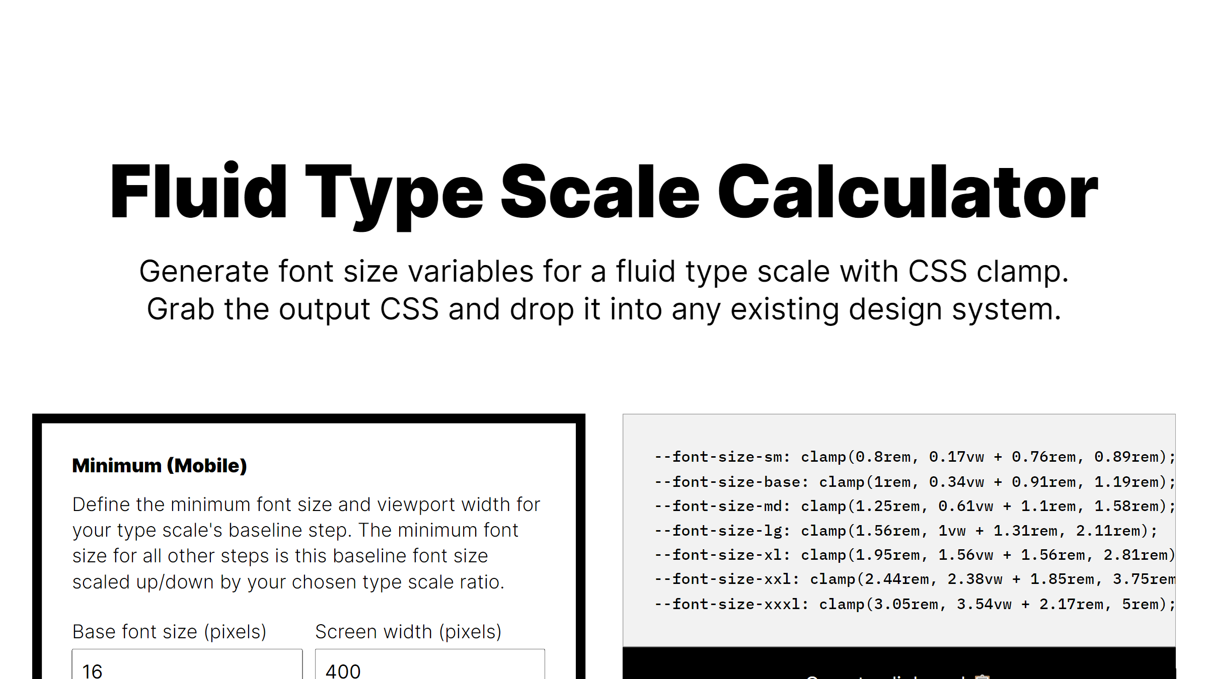 Fluid Type Scale Calculator