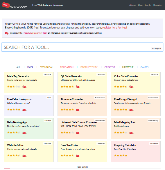 FreeWWW.com — Totally Free Web Services - Main screenshot showing features and interface