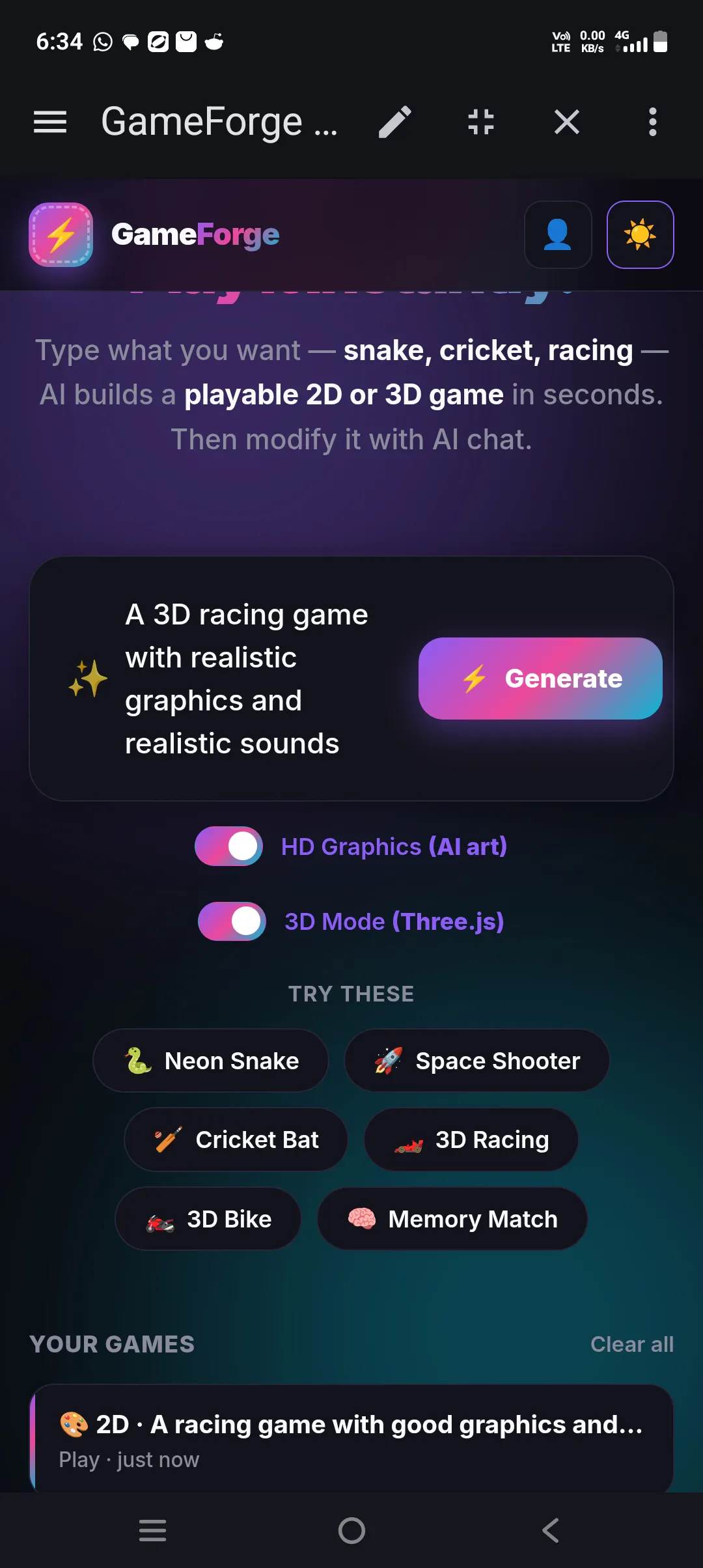 GameForge — Describe. Play. Create. gallery image