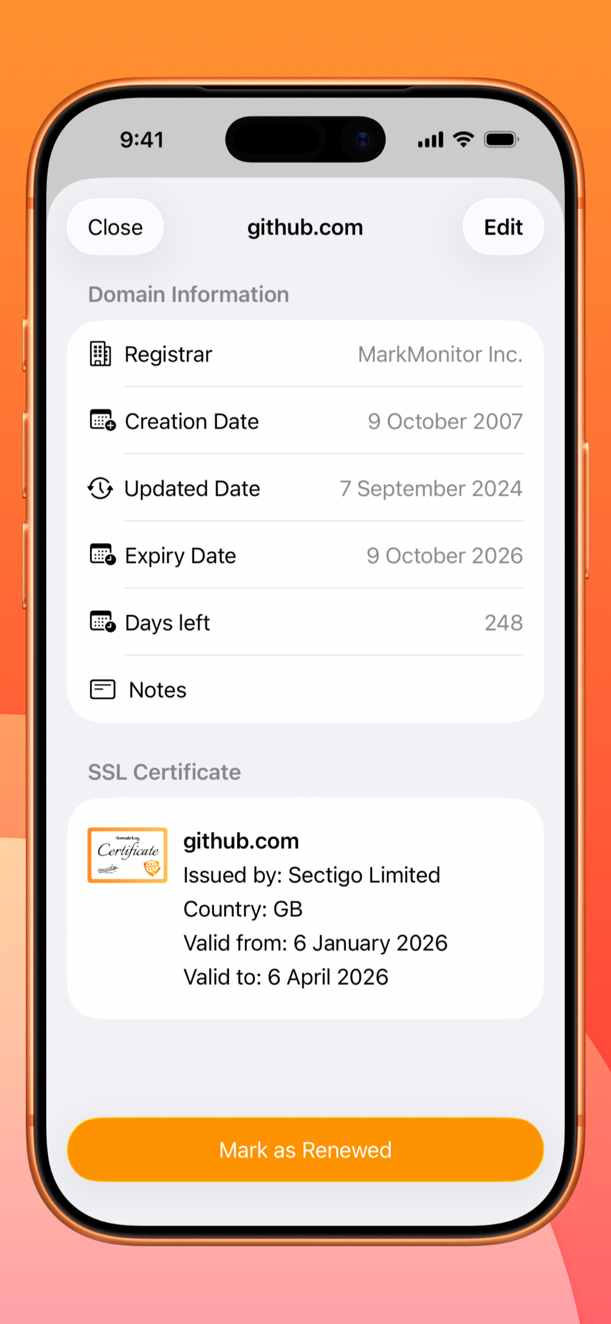 DomainLog - Domain Tracking - Screenshot 3 showing product features and functionality