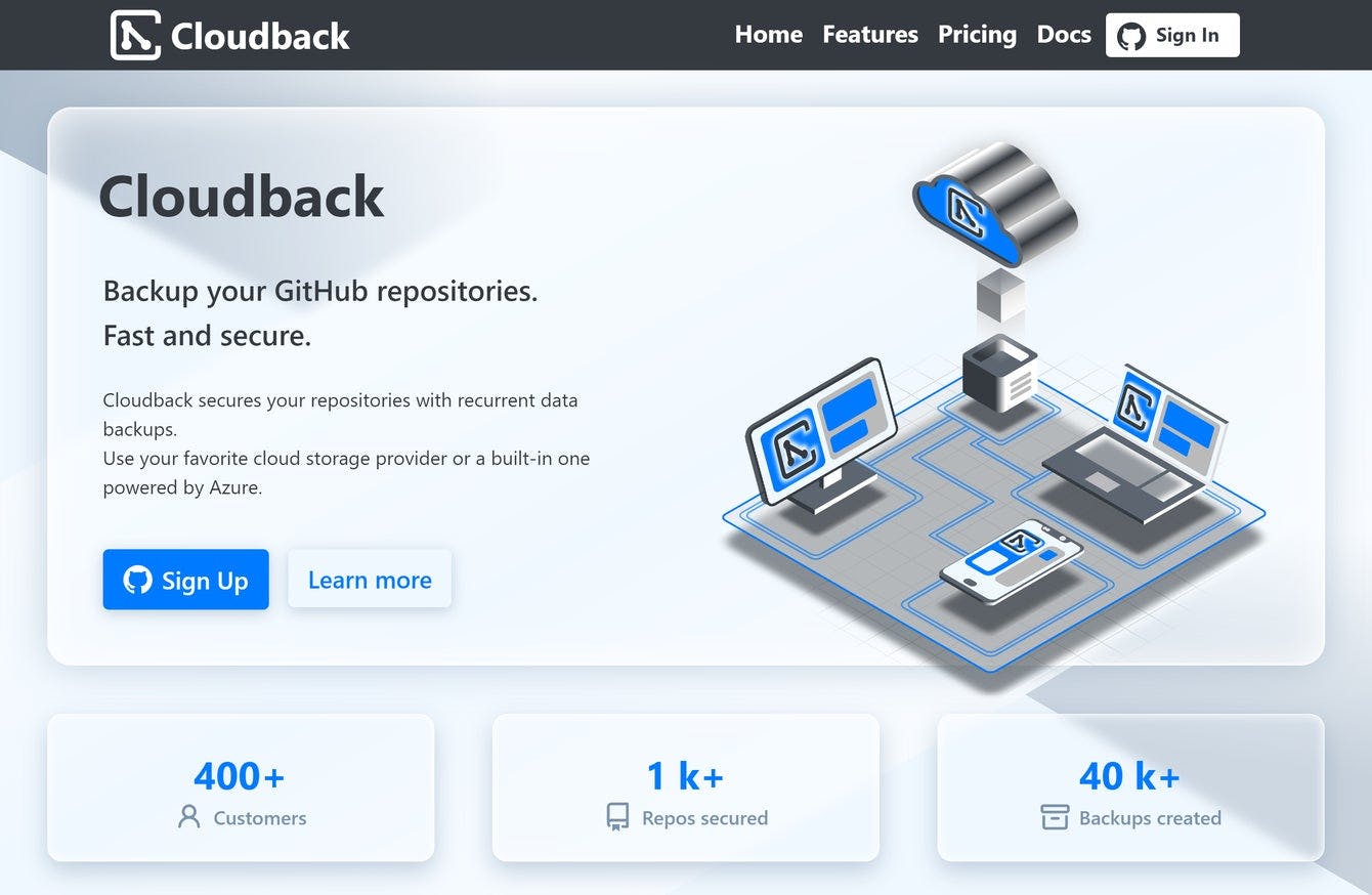 Cloudback - cloud backup service for GitHub repositories media 2