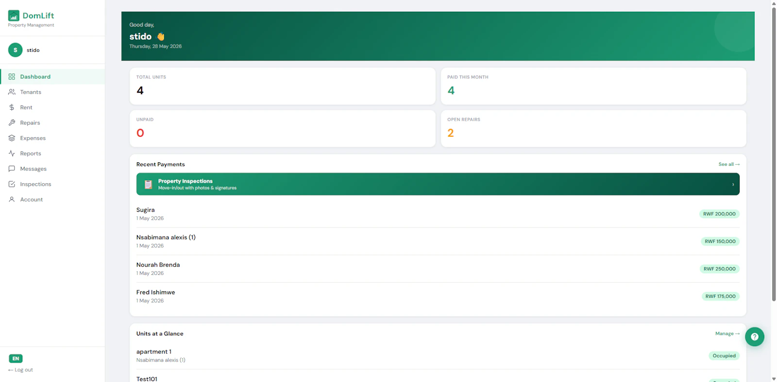 DomLift — Property management for Rwanda screenshot 2