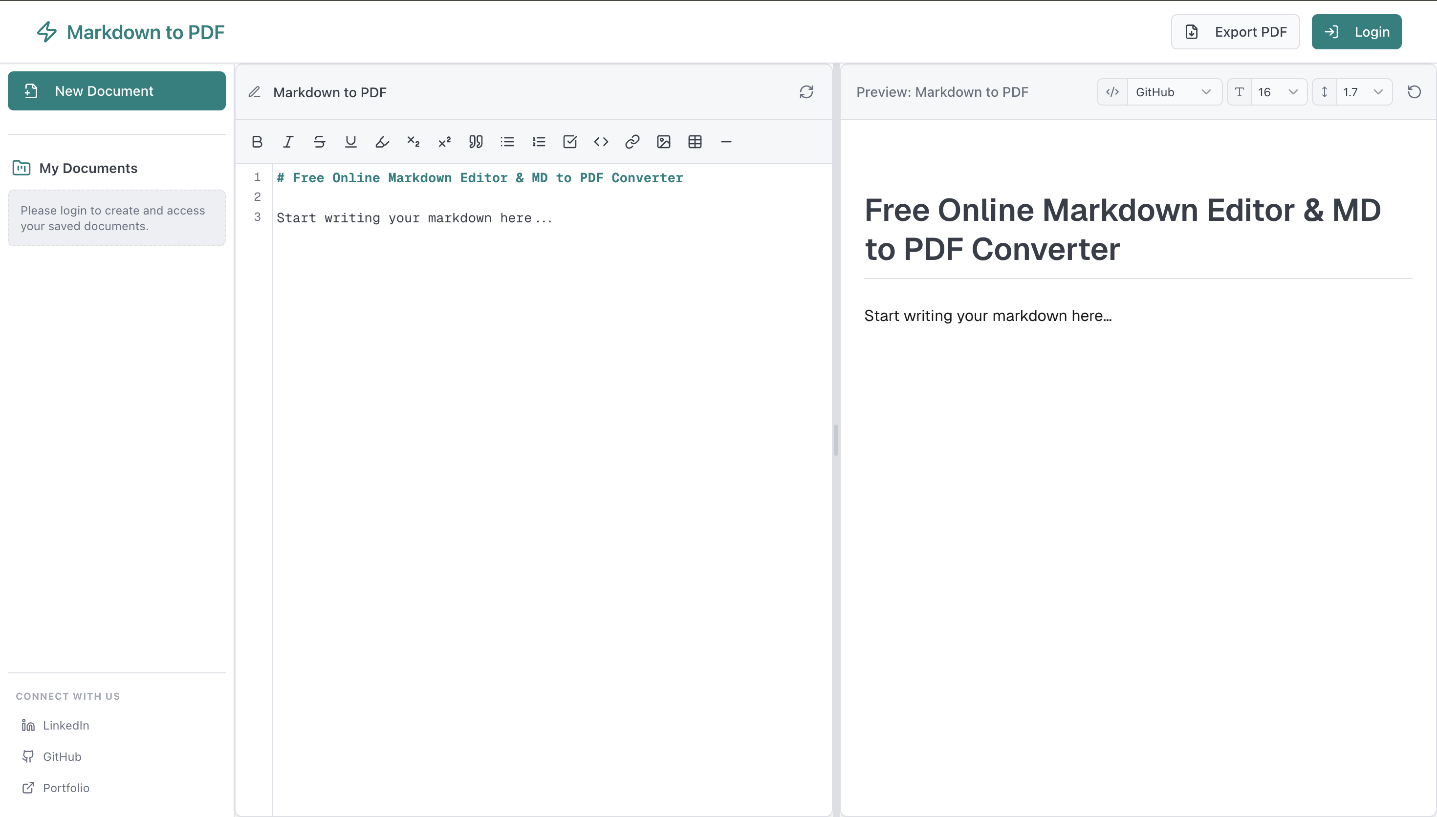 Markdown To Pdf Editor gallery image