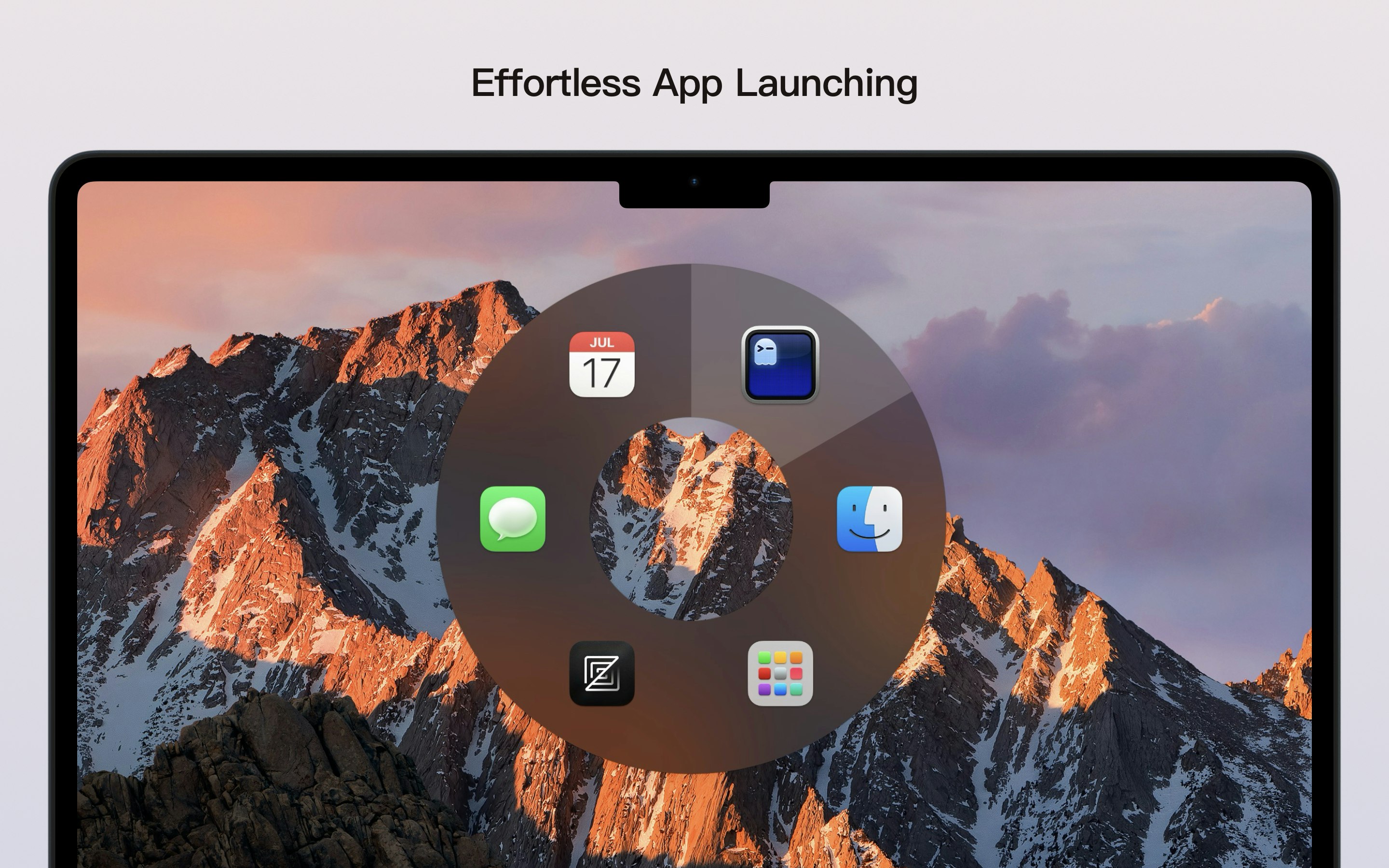 Een baanbreker - Orbitring is een MacOS -snelle launcher rond je cursor. media 2