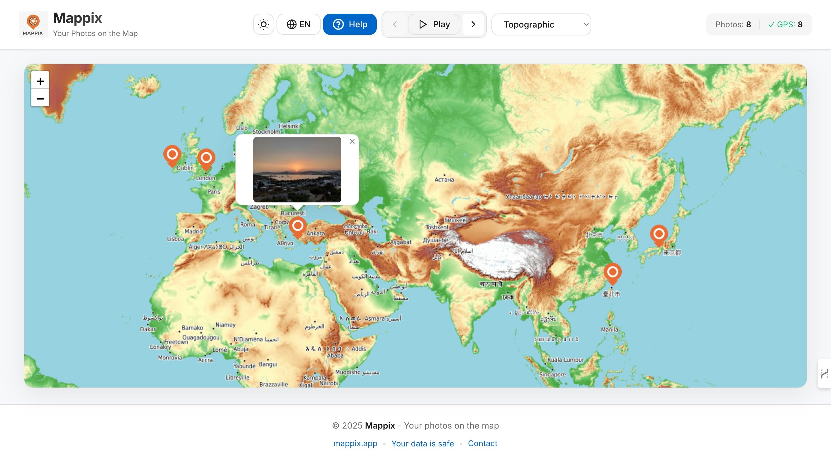 Mappix - Main screenshot showing features and interface