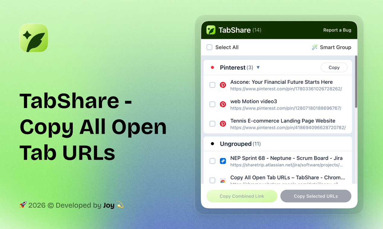 TabShare - Copy All Open Tab URLs gallery image