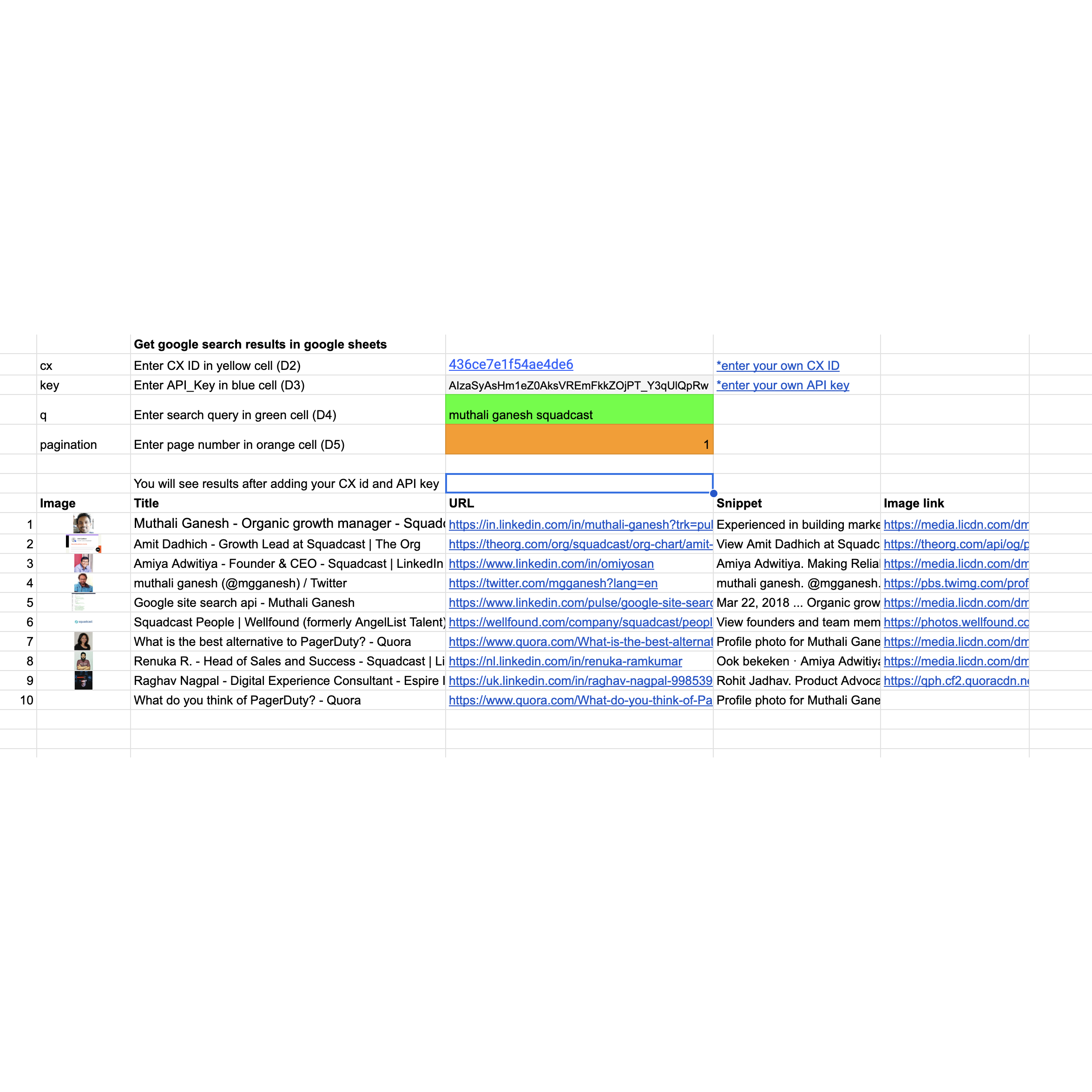 Do Google search inside Sheets