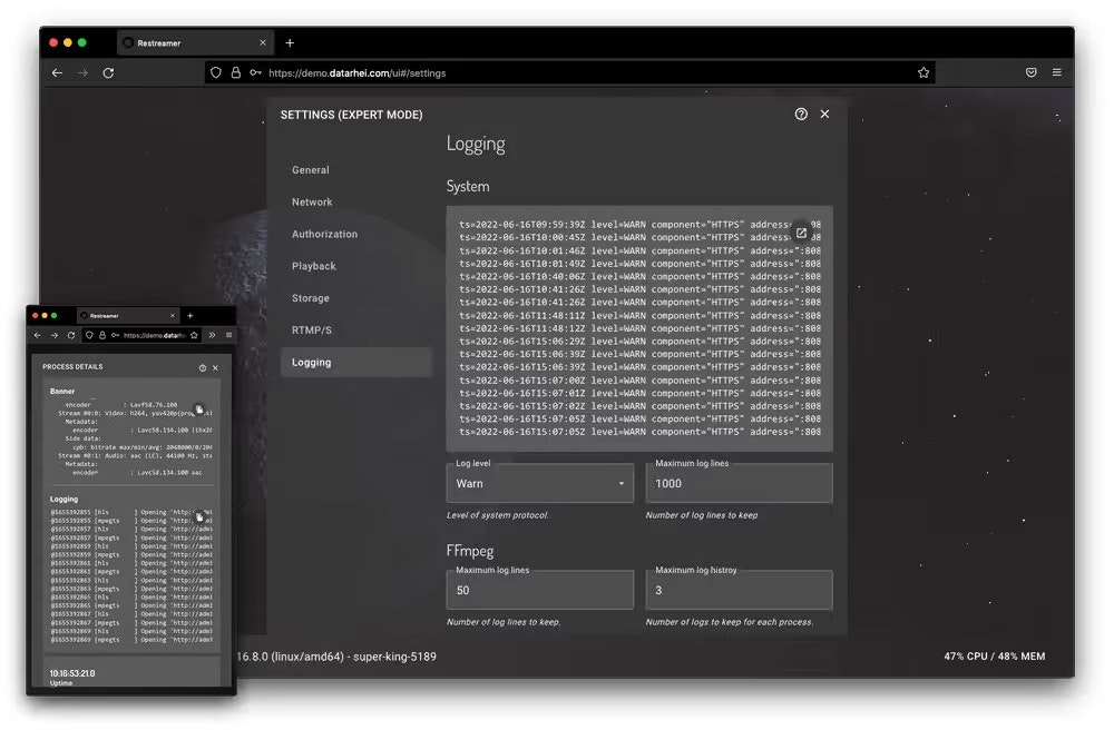 Datarhei Restreamer media 6