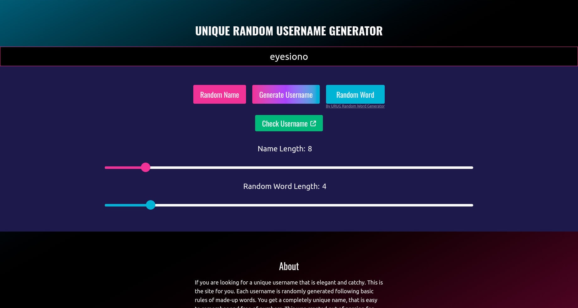 Unique Random Username Generator - URUG gallery image