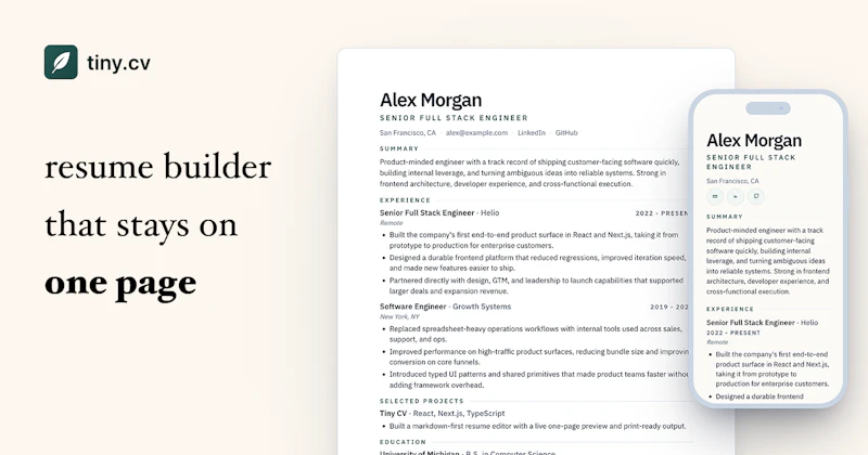 Tiny CV screenshot 2