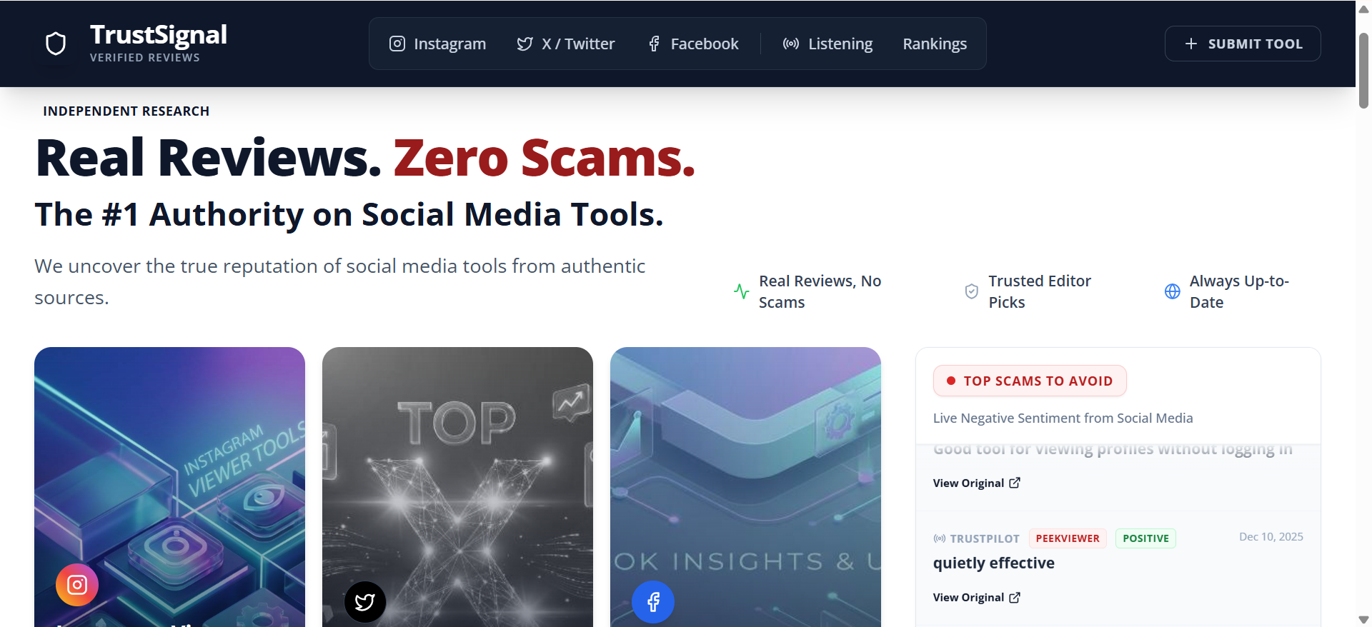 TrustSignal - Main product screenshot demonstrating key features and user interface
