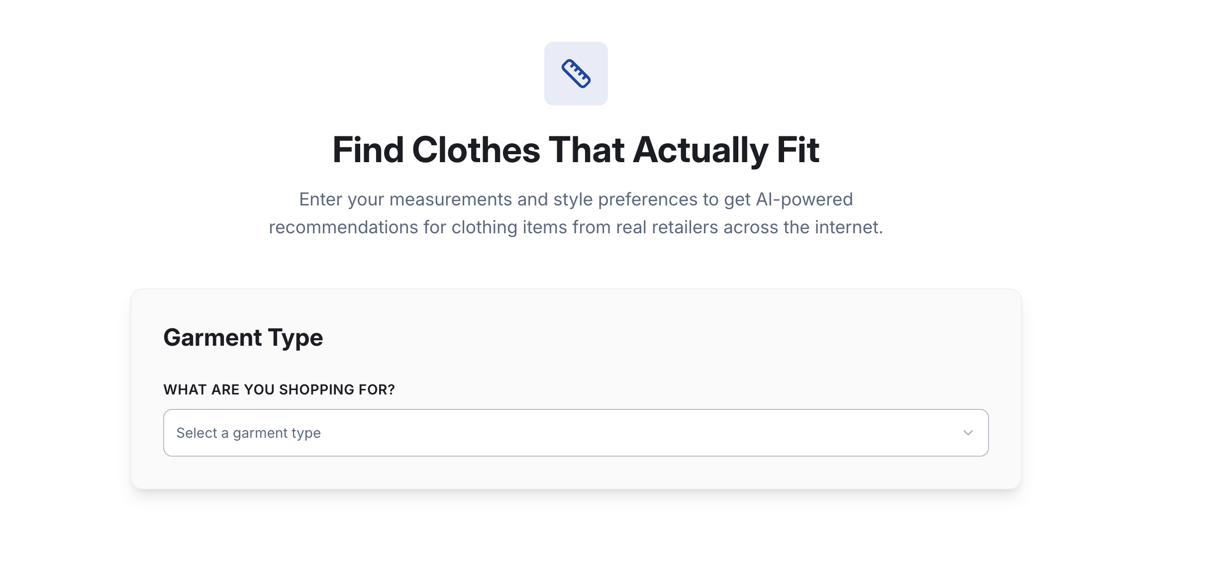 FitFinder - Main product screenshot demonstrating key features and user interface
