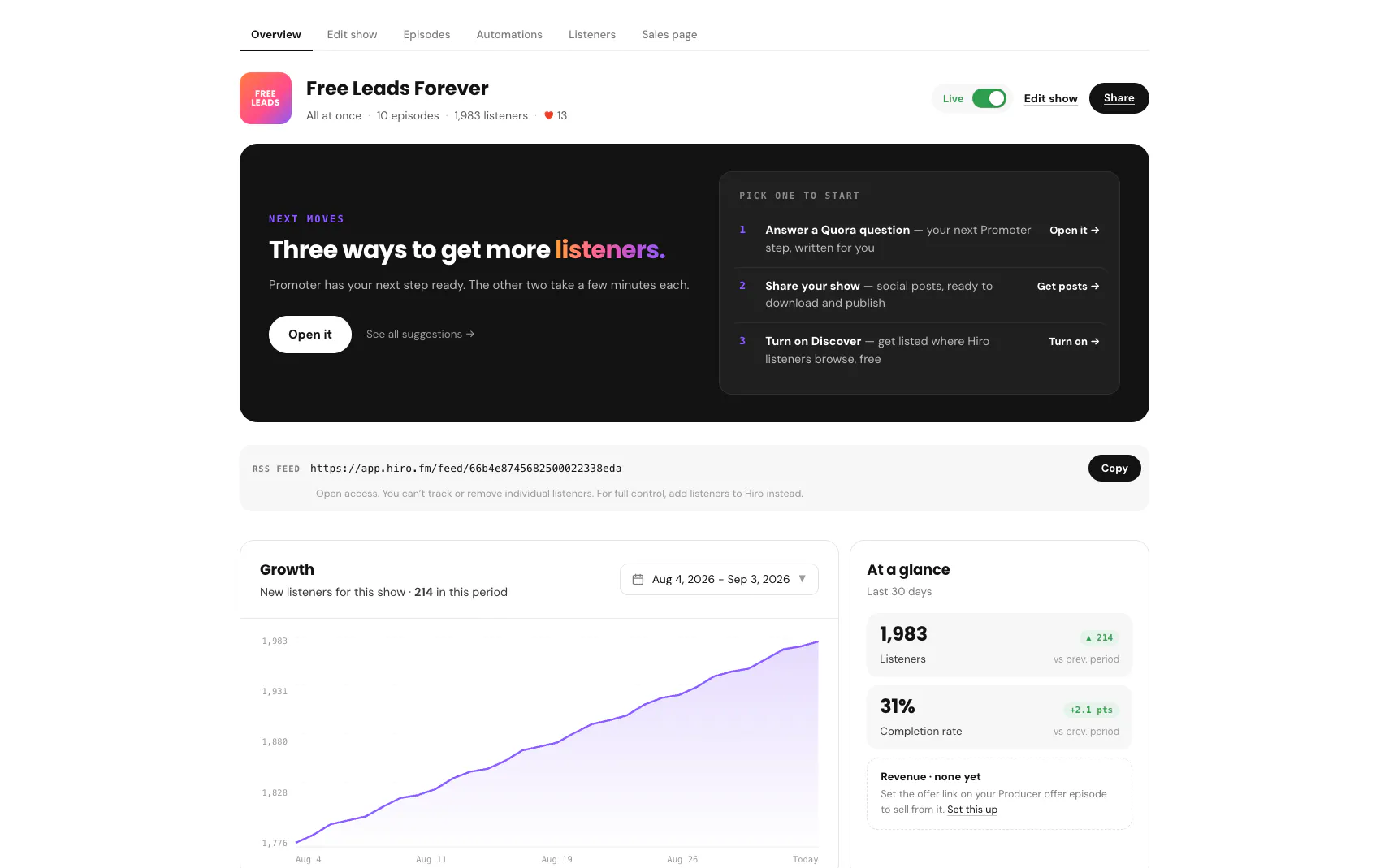 Hiro.fm Private Podcast Platform gallery image