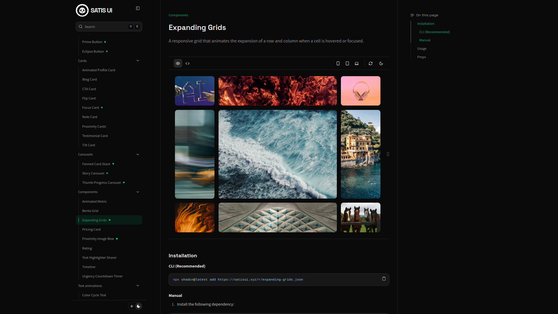 SATIS UI gallery image