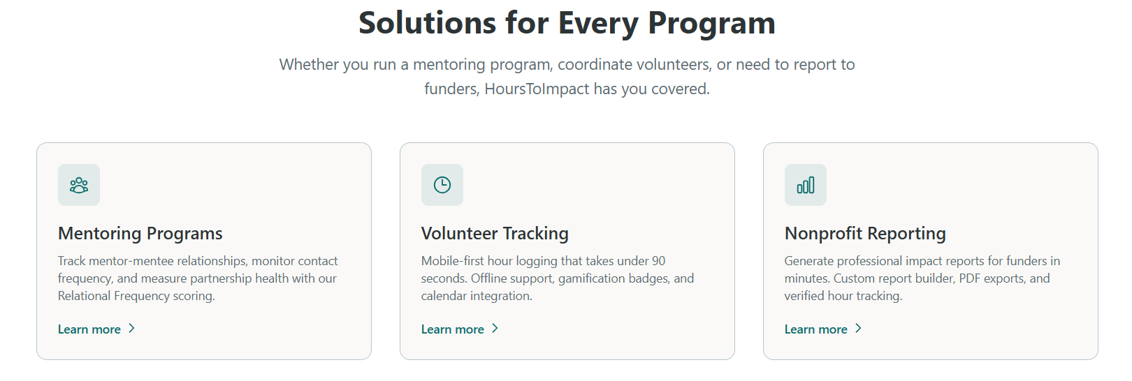 HoursToImpact - Screenshot 2 showing product features and functionality