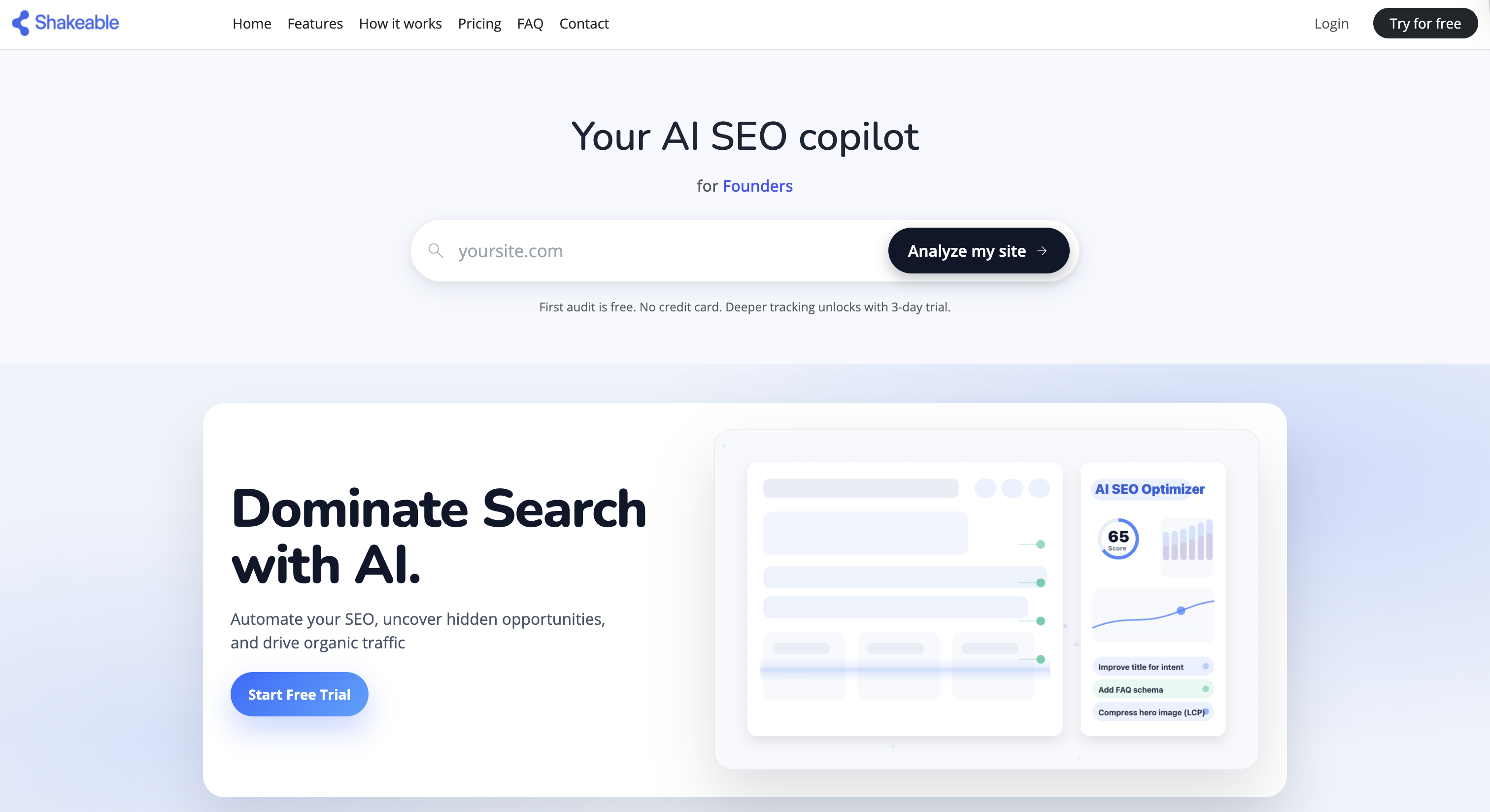 Shakeable.ai - Main product screenshot demonstrating key features and user interface