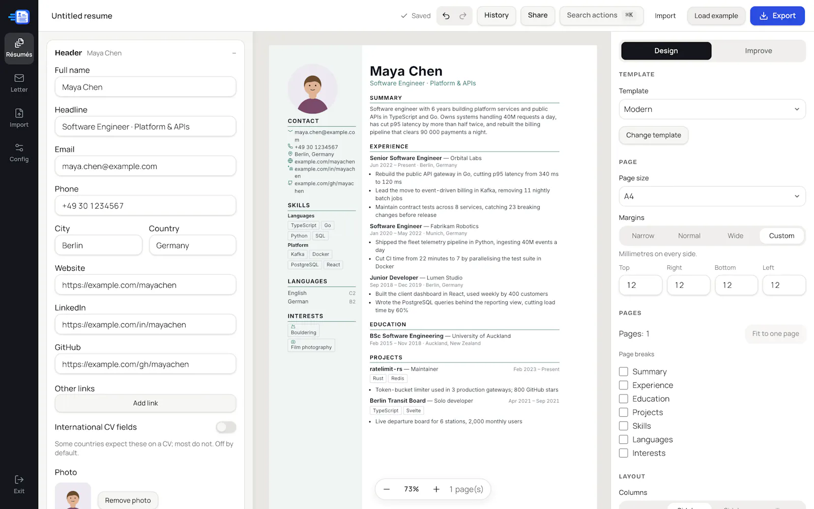 CrispCV screenshot 3