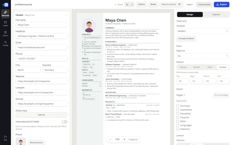 CrispCV screenshot 3