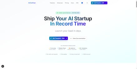 Aether UI - Premium landing page gallery image