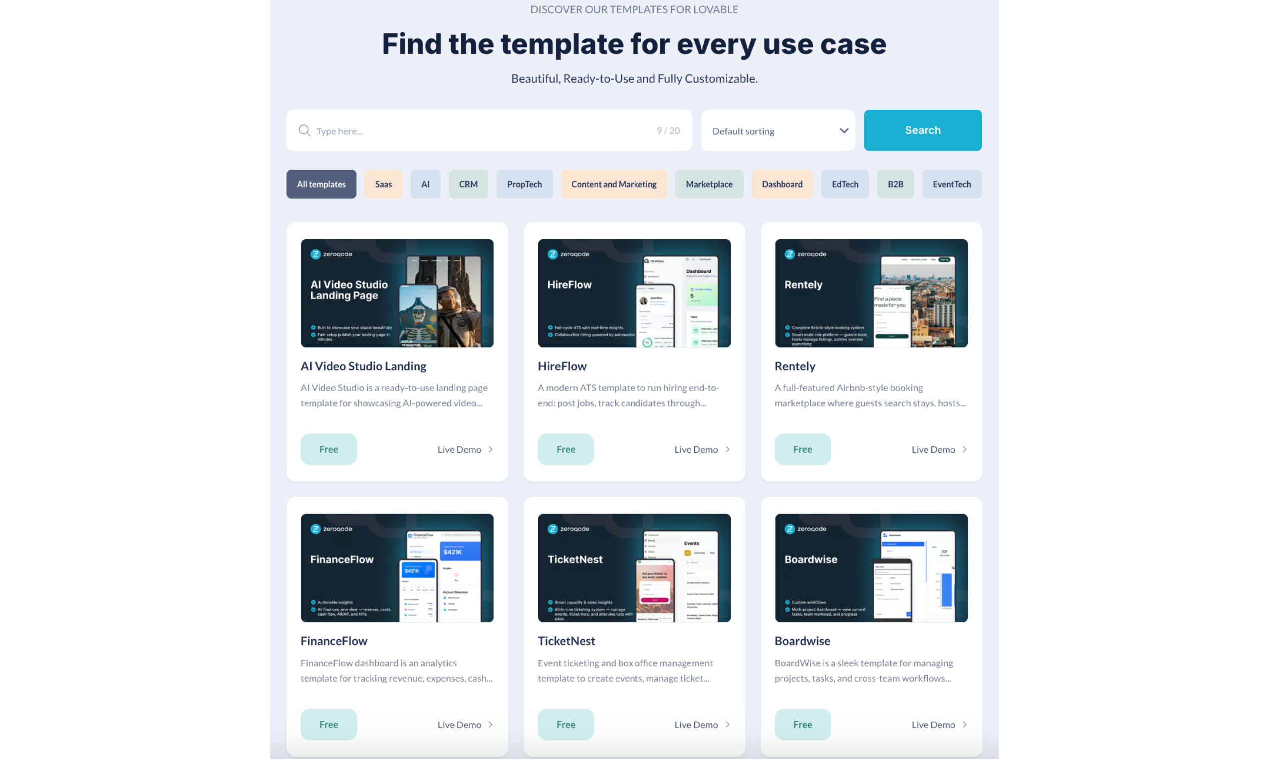 Lovable Templates - Screenshot 2 showing product features and functionality