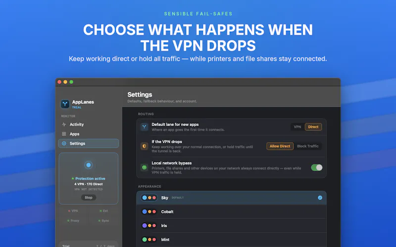 AppLanes - Per-App VPN Routing for Mac screenshot 4