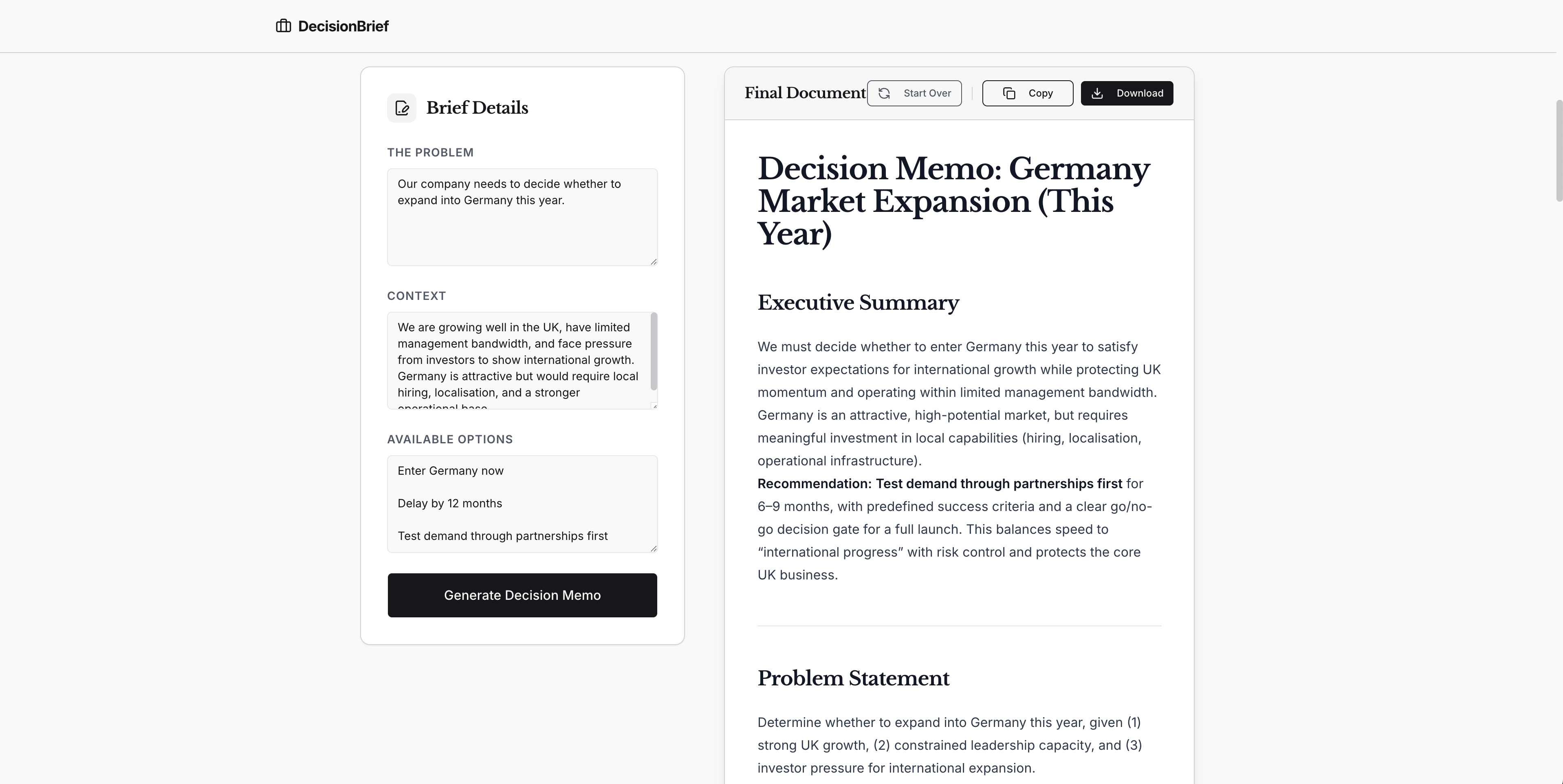 DecisionBrief gallery image