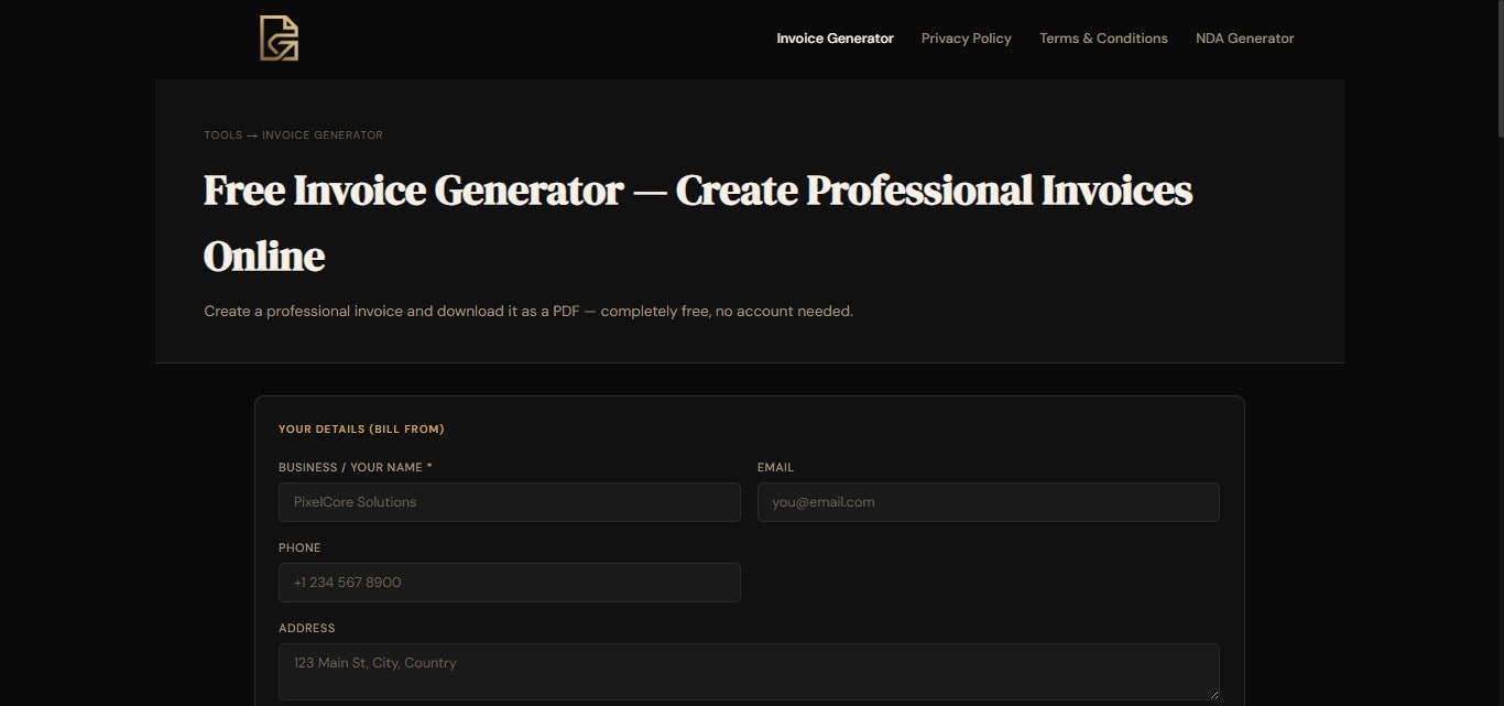 DocGen — Free Invoice Generator gallery image
