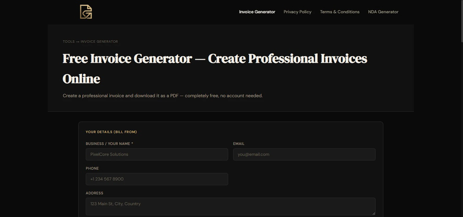 DocGen — Free Invoice Generator screenshot 2