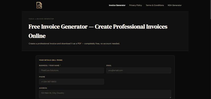 DocGen — Free Invoice Generator screenshot 2