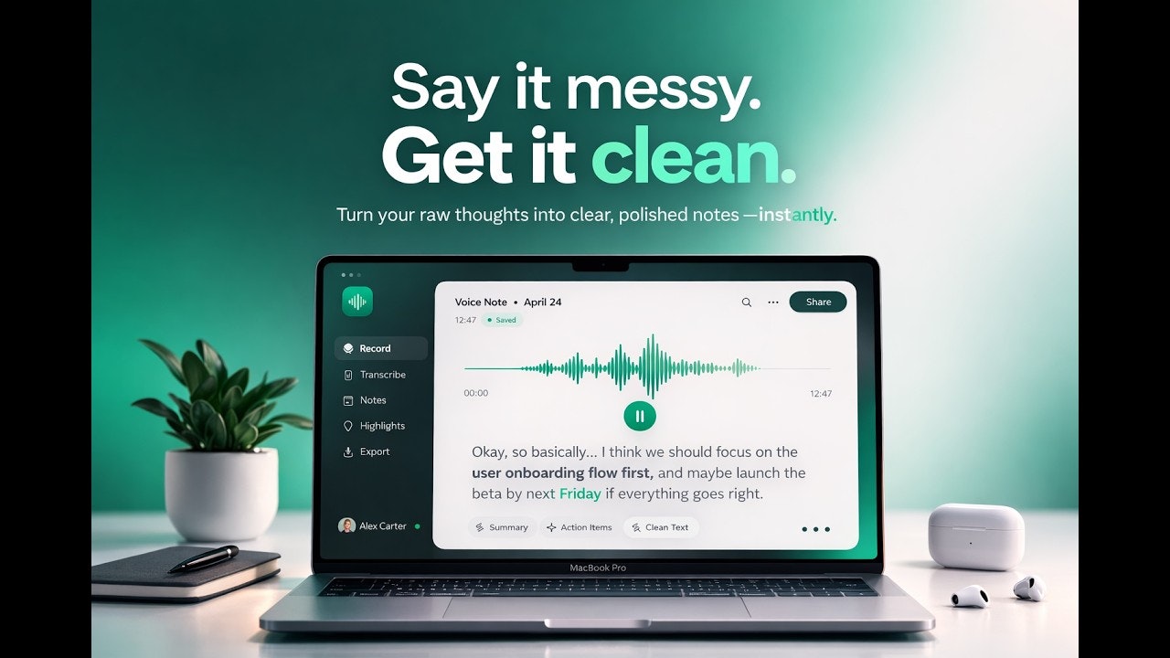TalkSift — Say it messy. Get it clean. gallery image