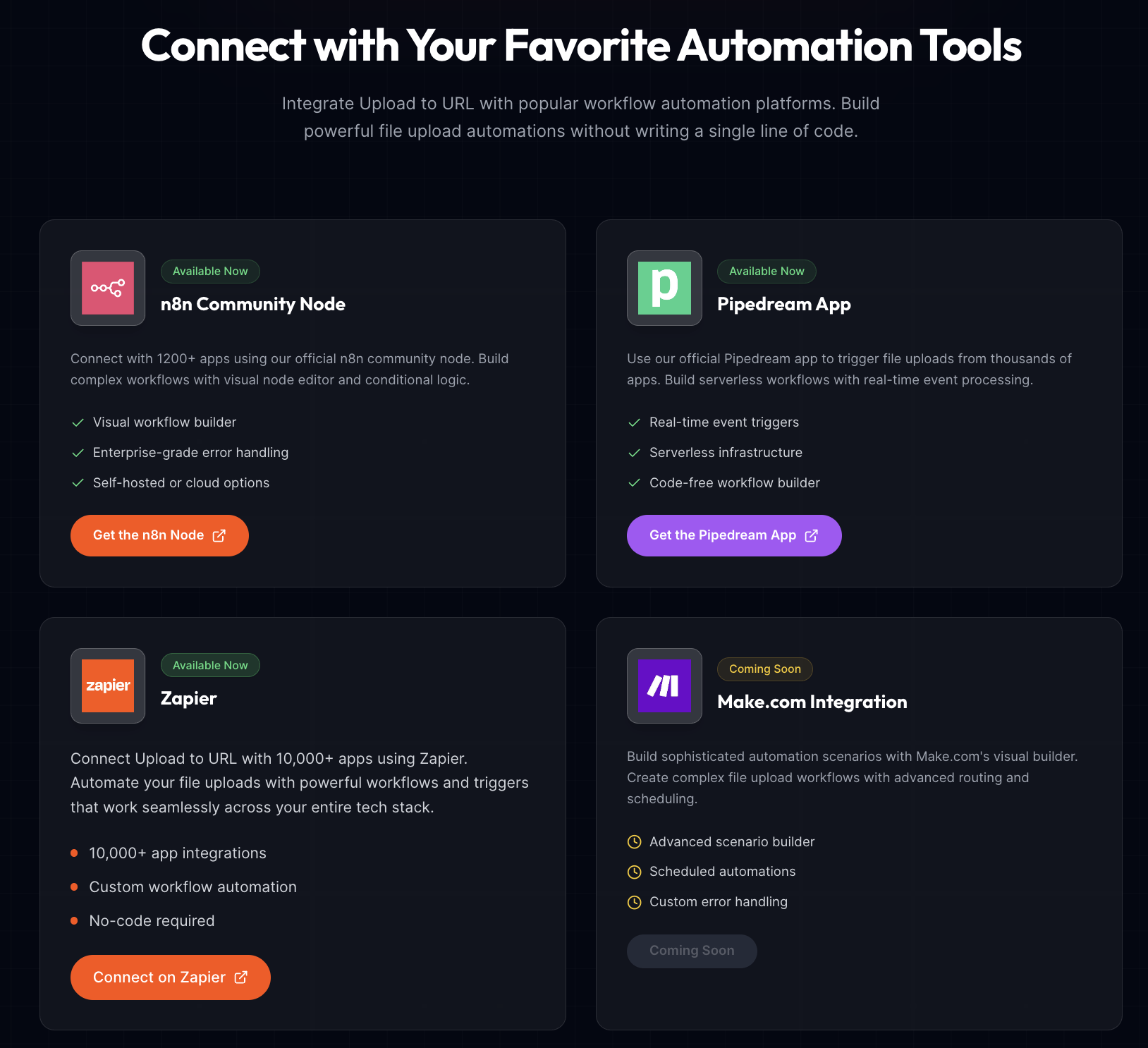 Upload to URL - Screenshot 4 showing product features and functionality