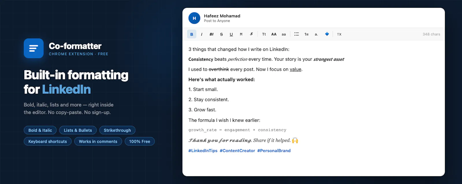 Co-formatter screenshot 1