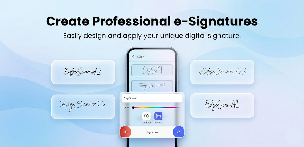 EdgeScan AI – Smart Document Scanner - Main product screenshot demonstrating key features and user interface