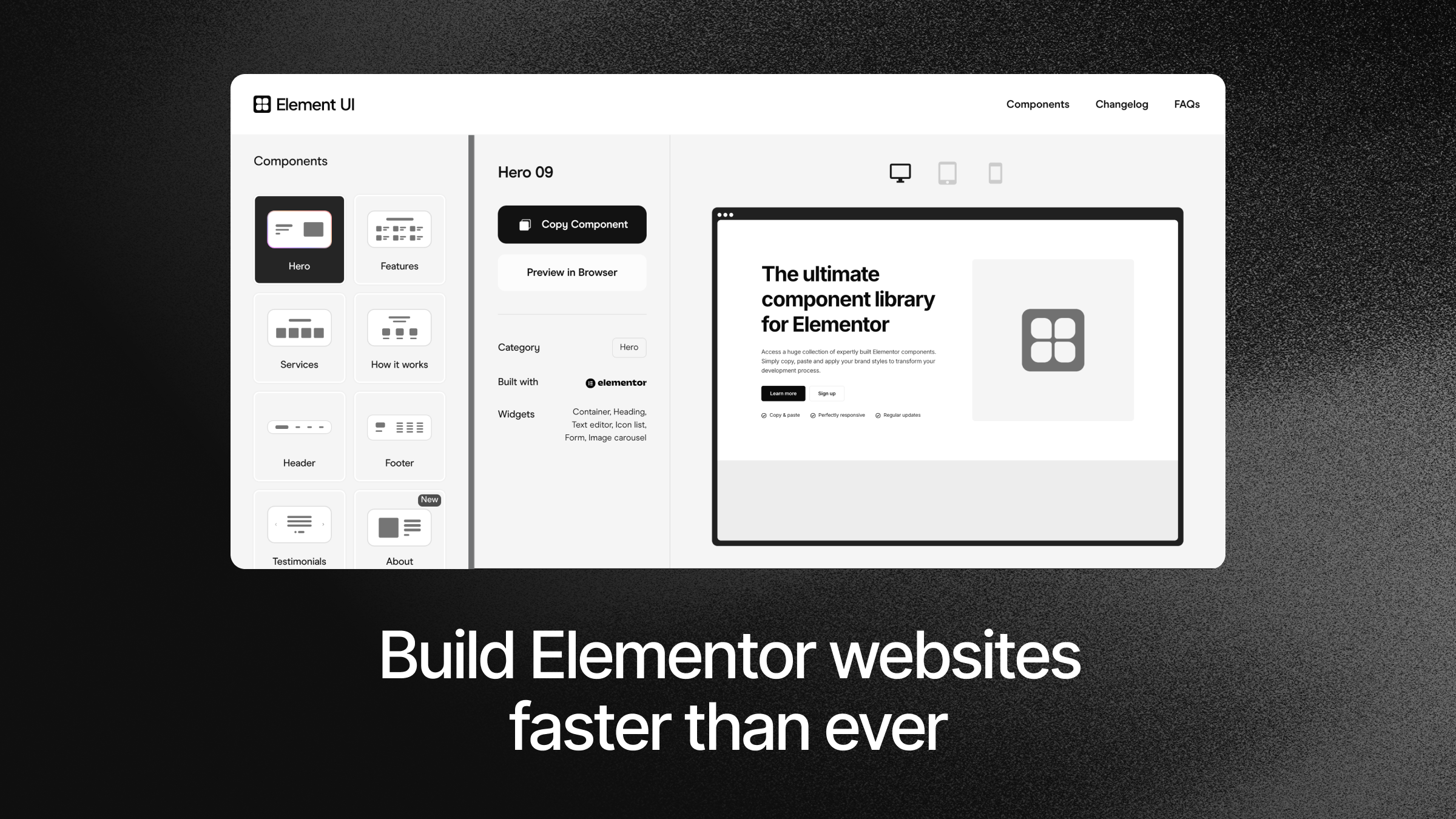Element UI - Screenshot 4 showing product features and functionality