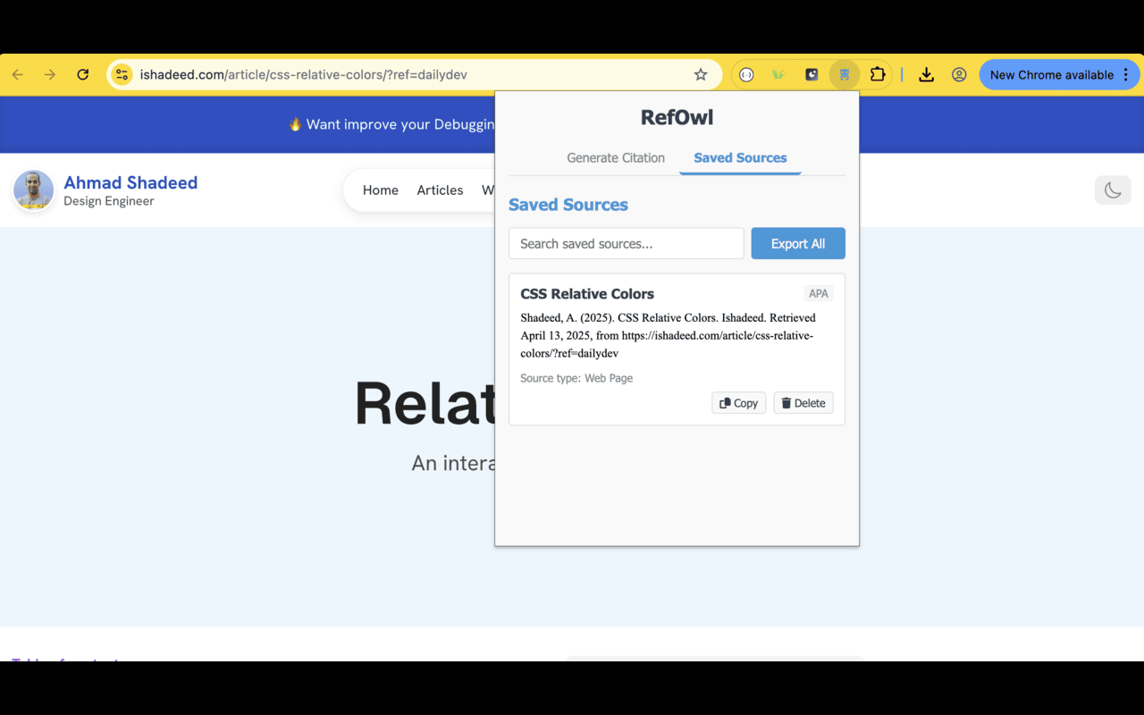 RefOwl - Effortless Citation Tool - Citation & research organizer for students media 2