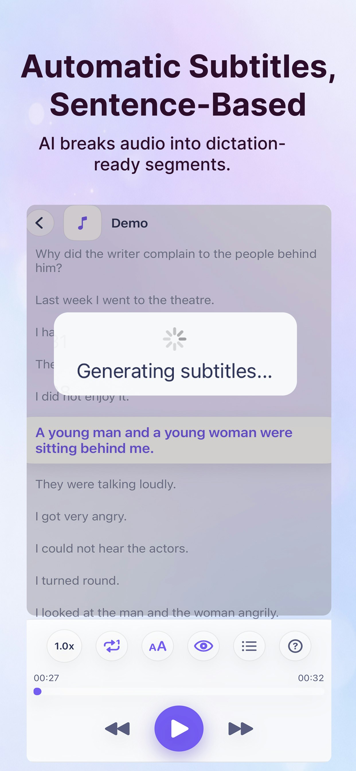 Al Repeat Player - Dictation - Screenshot 3 showing product features and functionality