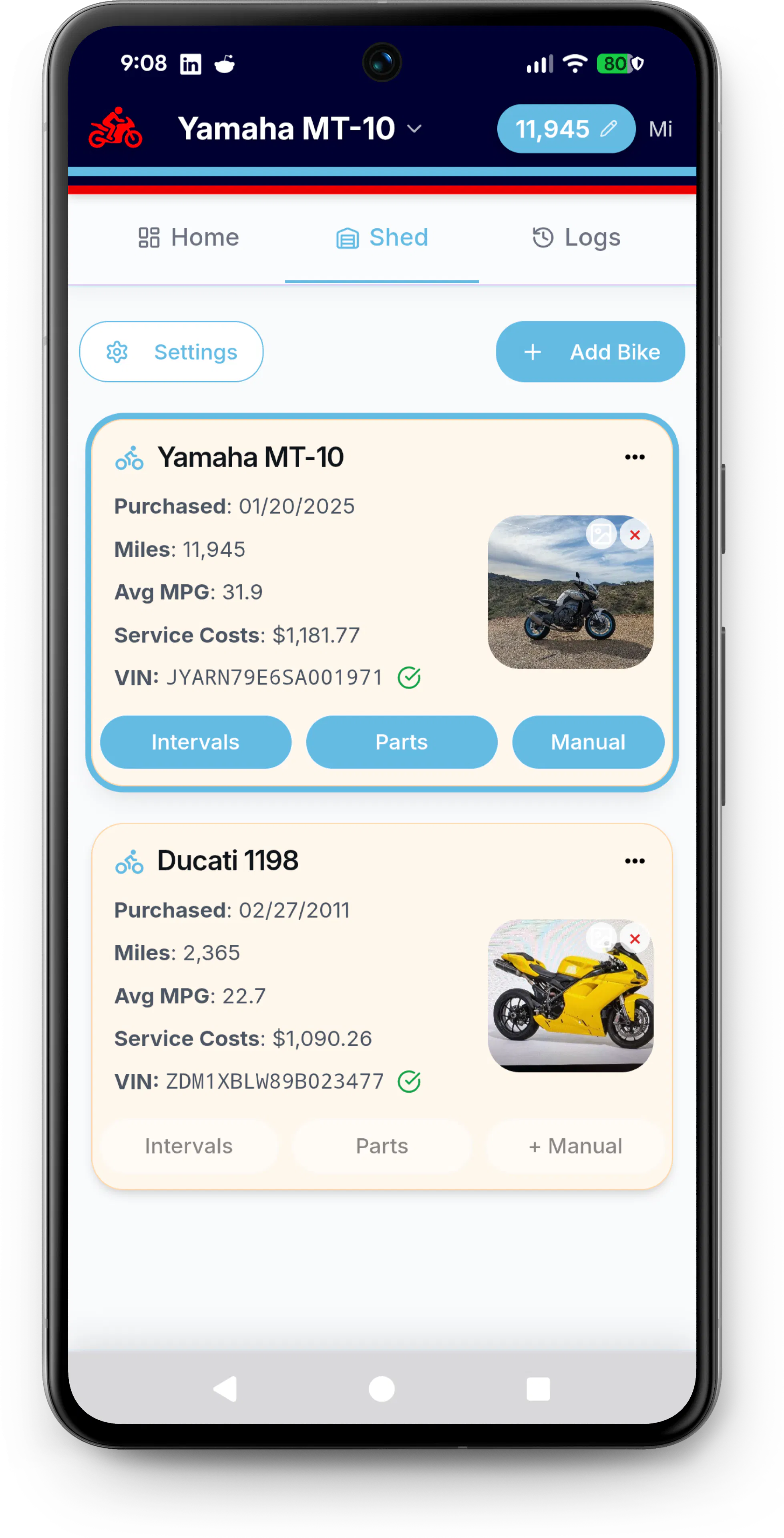 Moto Shed - ultimate maintenance tracker gallery image