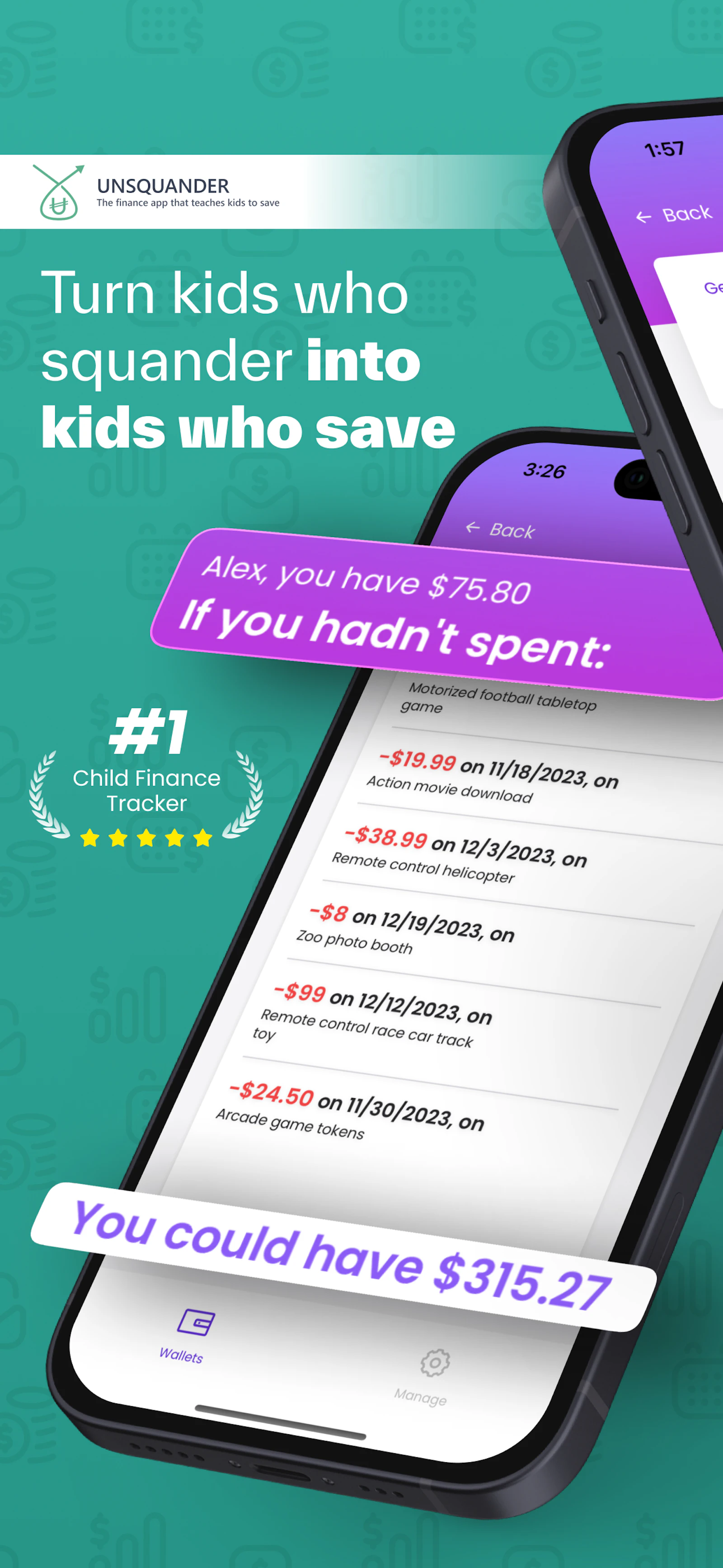 Unsquander - kid allowance tracker screenshot 1